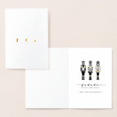 白黒トレンディー抽象芸術くるみ割りクリスマス 箔カード (ディスプレー)