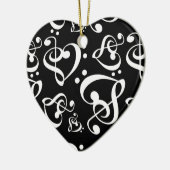白黒トレーブルベースクレフ、 音符記号ハート音楽クリスマス セラミックオーナメント (左)