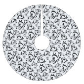 白黒トレーブルベースクレフ、 音符記号ハート音楽クリスマス ブラッシュドポリエステルツリースカート (正面)