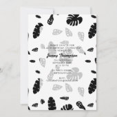 白黒トロピカルサマー離れ誕生日 招待状 (正面)