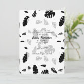 白黒トロピカルサマー離れ誕生日 招待状 (スタンド正面)