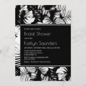 白黒トロピカルパームブライダルシャワー 招待状 (正面/裏面)