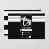 白黒トロピカルパームモダンウェディングRSVP 出欠カード (正面/裏面)