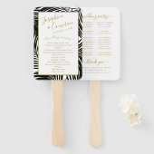 白黒トロピカルパームリーフ結婚式 プログラム ハンドファン (正面&裏面)