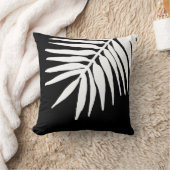白黒トロピカルパーム葉モノワーク クッション (ブランケット)