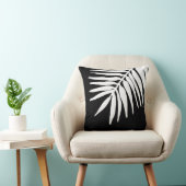 白黒トロピカルパーム葉モノワーク クッション (椅子)