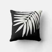 白黒トロピカルパーム葉モノワーク クッション (裏面)