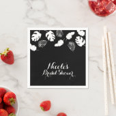 白黒トロピカル葉シックエレガントパーティー スタンダードカクテルナプキン (インサイチュ)