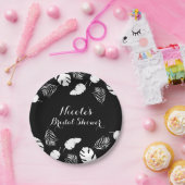 白黒トロピカル葉シックエレガントパーティー ペーパープレート (パーティー)