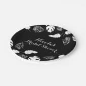 白黒トロピカル葉シックエレガントパーティー ペーパープレート (アングル)