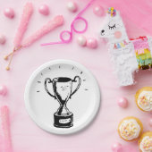 白黒トロフィー ペーパープレート (パーティー)