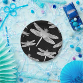 白黒トンボ模様 ペーパープレート (パーティー)