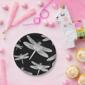 白黒トンボ模様 ペーパープレート (パーティー)