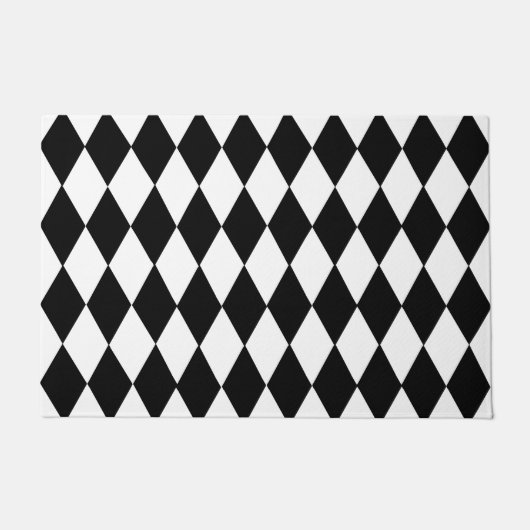 白黒ドアマ市松模様にット ドアマット (正面)