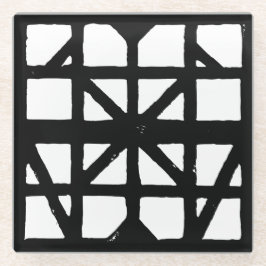 白黒ドイツのハーフティンバーハウスパターン ガラスコースター