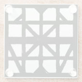 白黒ドイツのハーフティンバーハウスパターン ガラスコースター (裏面)