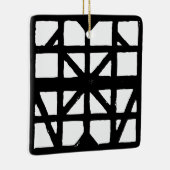 白黒ドイツのハーフティンバーハウスパターン セラミックオーナメント (右)