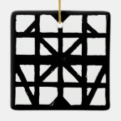 白黒ドイツのハーフティンバーハウスパターン セラミックオーナメント (裏面)