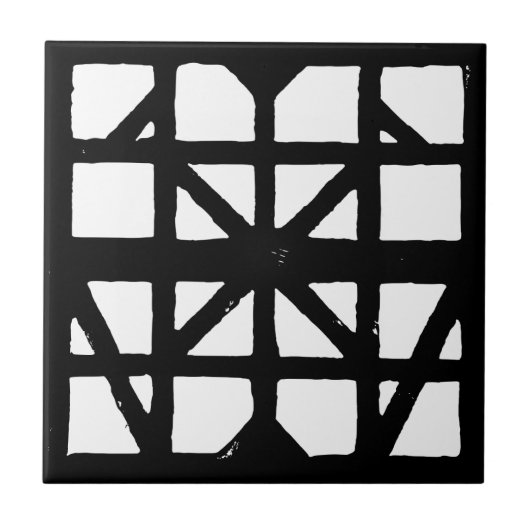 白黒ドイツのハーフティンバーハウスパターン タイル (正面)