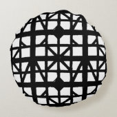 白黒ドイツのハーフティンバーハウスパターン ラウンドクッション (裏面)