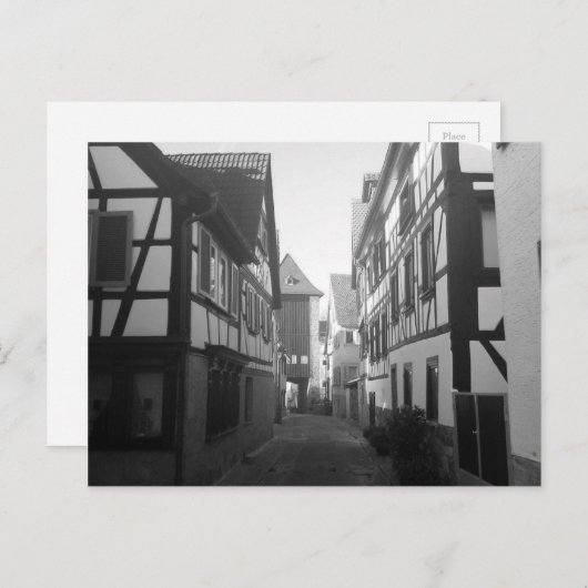 白黒ドイツの村はがき ポストカード (正面/裏面)