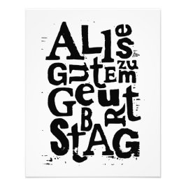 白黒ドイツ"ハッピーバースデー"リノカット フォトプリント           