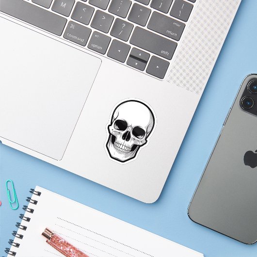 白黒ドクロのハロウィンステッカー シール (ノートパソコンとiPhone)