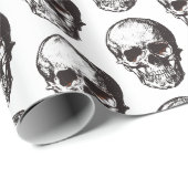 白黒ドクロ模様のハロウィン ラッピングペーパー (ロールコーナー)