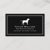 白黒ドッグウォーカー子犬のトレーナーペット座る 名刺 (正面)