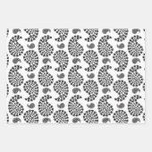 白黒ドッグポープリントペイズリー ラッピングペーパーシート (正面2)