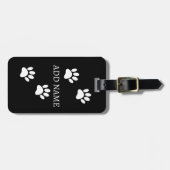 白黒ドッグポープリント名前をカスタムする ラゲッジタグ (正面横)
