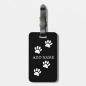 白黒ドッグポープリント名前をカスタムする ラゲッジタグ (裏面縦)