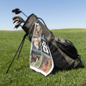 白黒ドッグポーペット写真集 ゴルフタオル (グリーン)