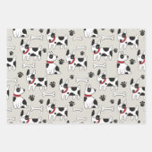 白黒ドッグラッピング紙セット ラッピングペーパーシート (正面)