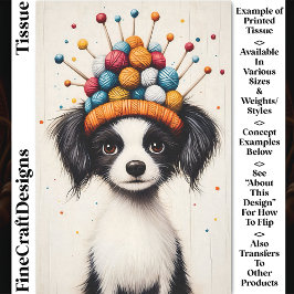 白黒ドッグ糸ボールハットCY1デコページ 薄葉紙