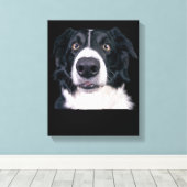 白黒ドッグ顔 キャンバスプリント (インサイチュ (ウッドフロア))