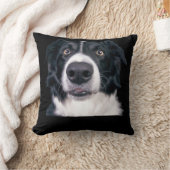 白黒ドッグ顔 クッション (ブランケット)