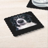 白黒ドッグ顔 ペーパーコースター (アングル)