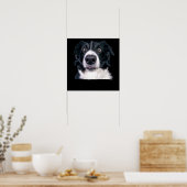 白黒ドッグ顔 ポスター (キッチン)