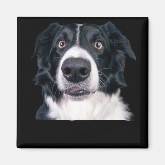 白黒ドッグ顔 マグネット (正面)