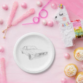 白黒ドッジコロネットモパールマッスルカー ペーパープレート (パーティー)