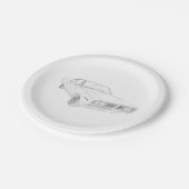 白黒ドッジコロネットモパールマッスルカー ペーパープレート (アングル)