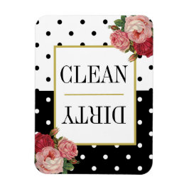 白黒ドットおもしろいフローラクリーン汚れ食洗機 マグネット