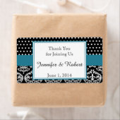 白黒ドットとダマスクのウォーターボトルラベル ラベル (インサイチュ)