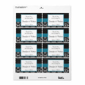 白黒ドットとダマスクのウォーターボトルラベル ラベル (フルシート)