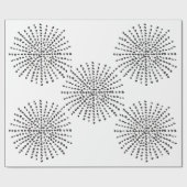 白黒ドットバーストパターンギフト ラッピングペーパー (フラット)