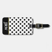 白黒ドットパターンモノグラムQRコード ラゲッジタグ (正面横)