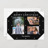 白黒ドットフォトコラージクリスマス ポストカード (正面/裏面)