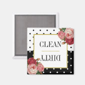 白黒ドットフローラクリーン汚れ食洗機 マグネット (正面/裏面)