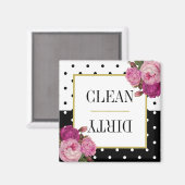 白黒ドットフローラクリーン汚れ食洗機 マグネット (正面/裏面)